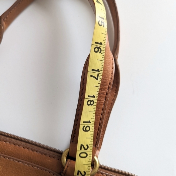 Fossil Genuine Leather Satchel Briefcase Laptop Top-Handle Bag Chestnut Brown - Picture 14 of 14